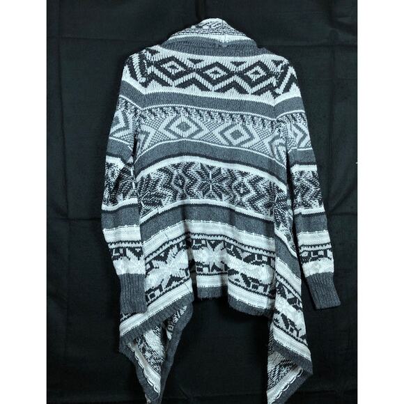 Old Navy Womens Sweater Gray Cardigan Aztec Waterfall Open Front Small - Picture 10 of 12